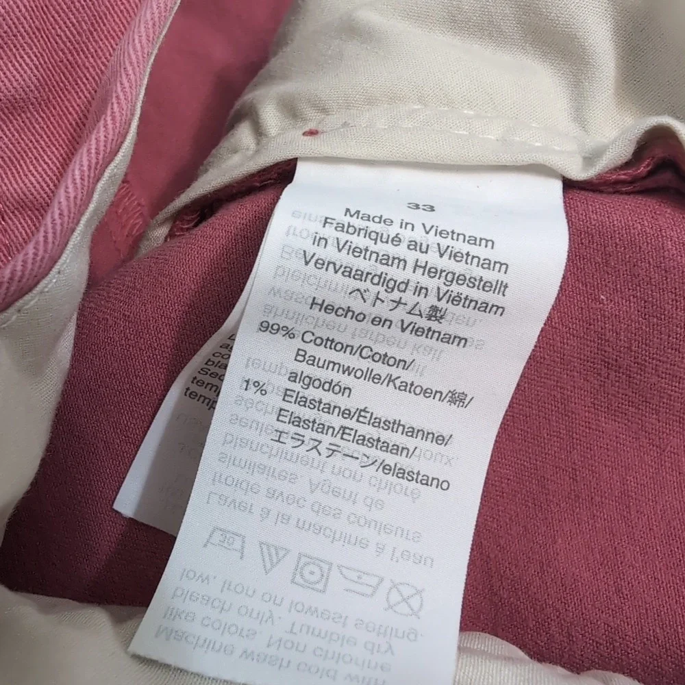 J Crew Chino Shorts Pink Flat Front‎ Men's Size 33 x 9